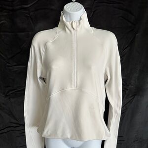 LuluLemon cold weather long sleeve white cropped pullover, size 8